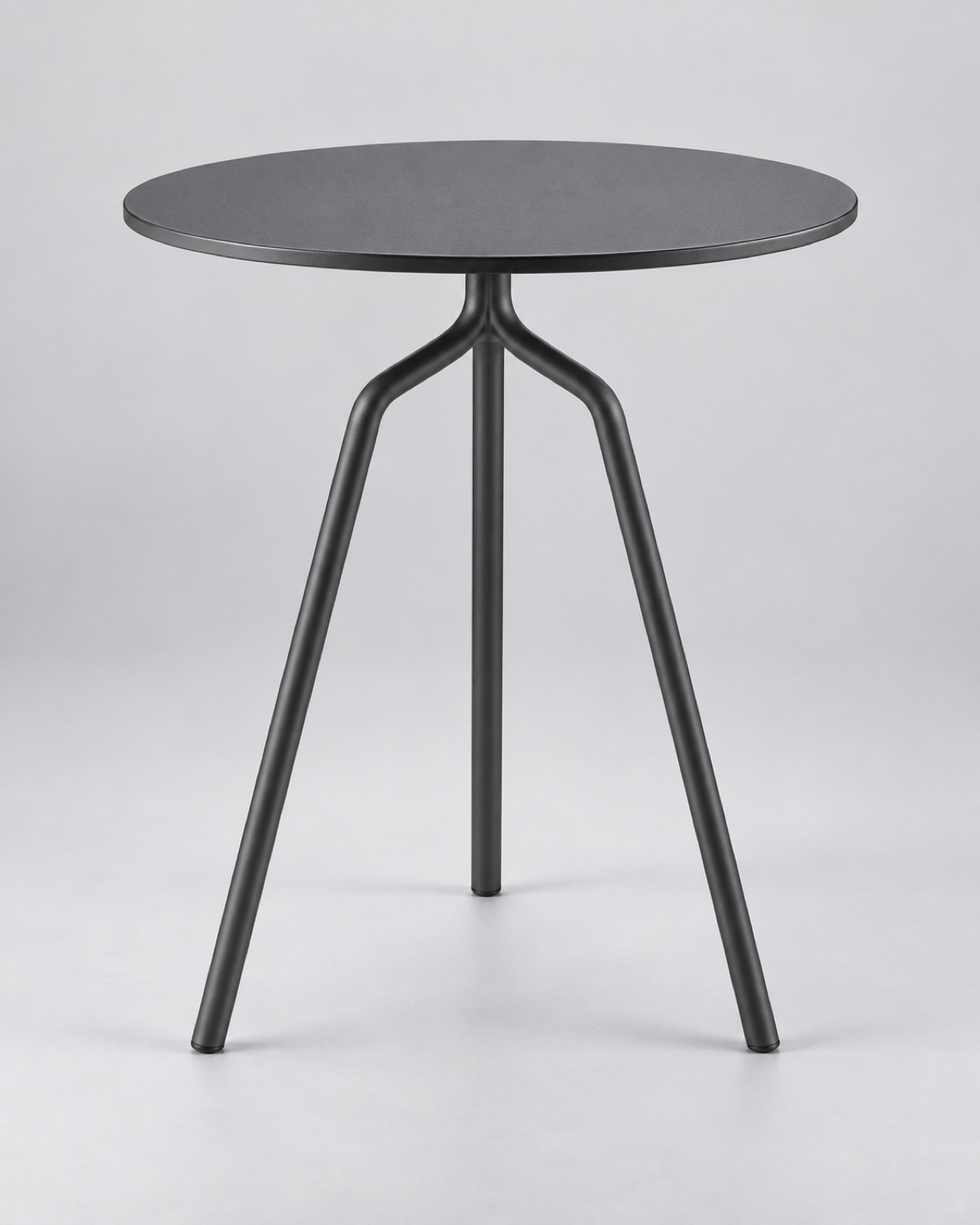 Round graphite steel side table