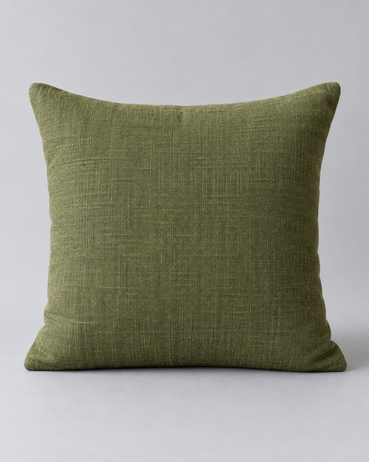 Olive woven square cushion